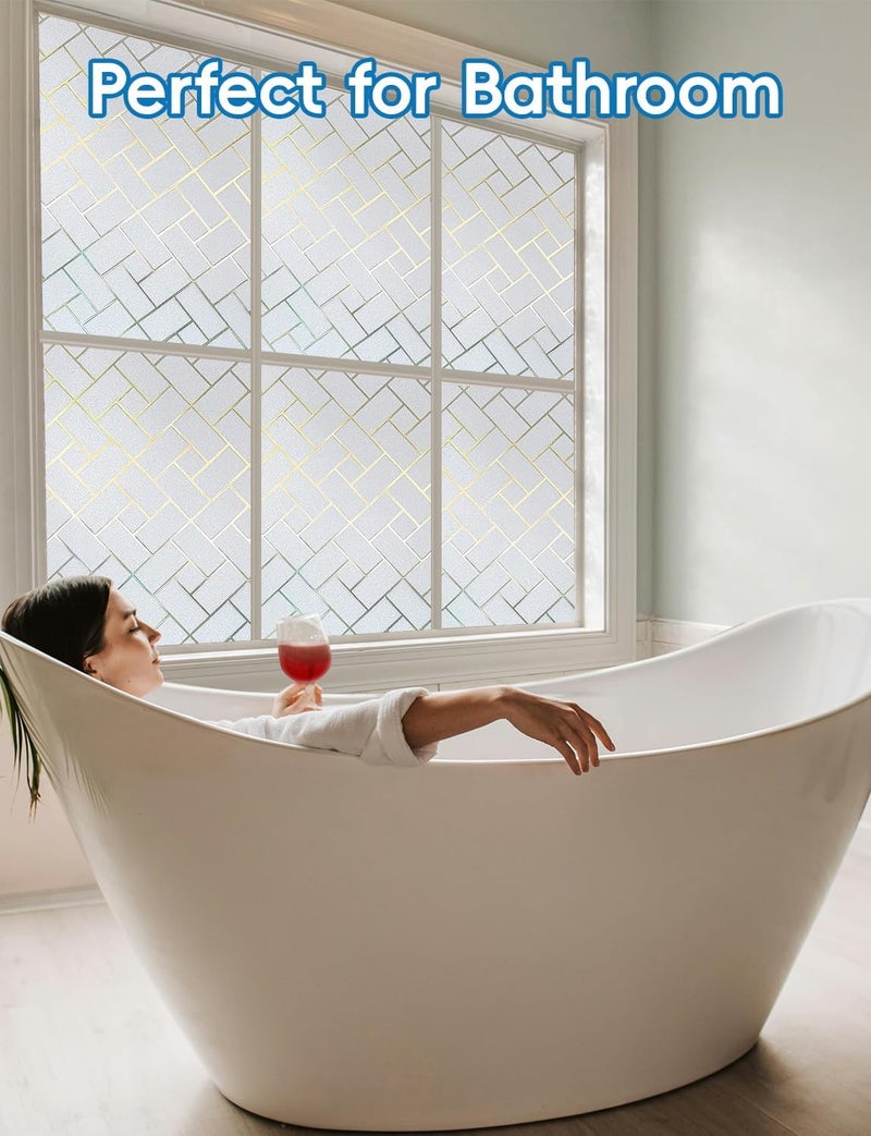 XHCN Frosted Glass Window Film - Sun Blocking Tint for Home, Static Cling Removable Frosting for Bathroom Door, 35.4 x 78.74 in - Image 5